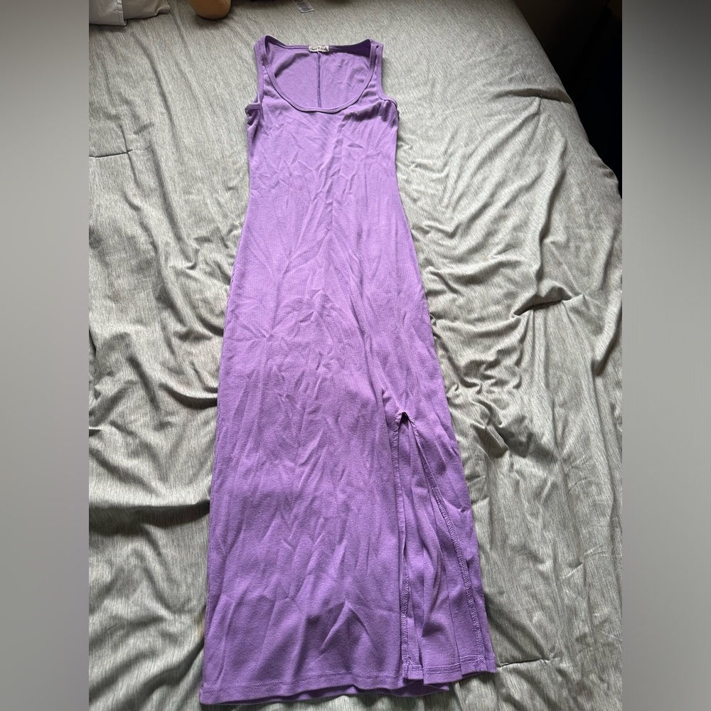 Purple Ribbed Dress